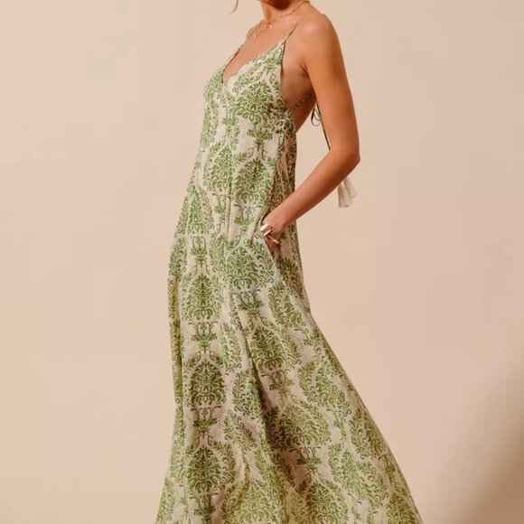 SO ME Damask Floral Summer Maxi Flowy‎ Dress With Open Back - Picture 3 of 11